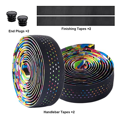Jaswill Bike Handlebar Tapes, Road Bicycle Bar Tape, Handle Wraps 2 Rolls for Road Bikes and Cycling (Multicolored) - Thumbnail 3