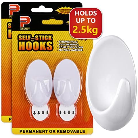 Ainiv 2-Packs 4pcs Large Hooks with Adhesive Strips(Damage-Free Remove), Multi-Function Self Adhesive Hooks, Wall Door Hooks for Bathroom Kitchen Hanging Bag Coat Cloth Flowerpot, Holds up to 2.5kg Cover