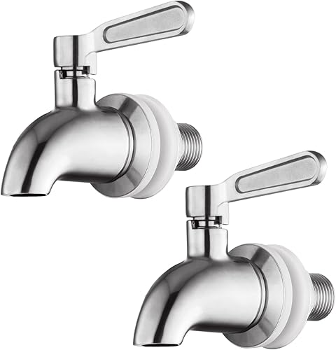 Paquete de 2 espitas de acero inoxidable para dispensador de bebidas, grifo de metal de repuesto para dispensador de bebidas, grifo dispensador de