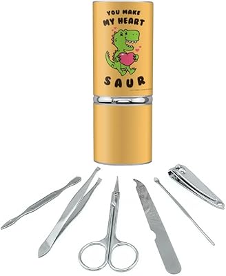 You Make My Heart Saur Soar Dinosaur Love Funny Humor Stainless Steel Manicure Pedicure Grooming Beauty Care Travel Kit