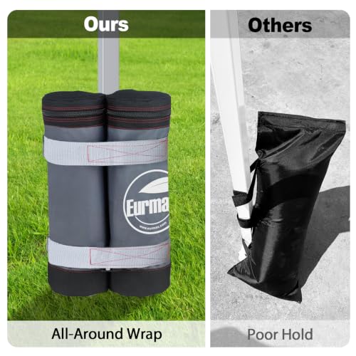 Image of Eurmax USA 4-Pack 180LBS Capacity Universal Canopy Weight Bags,Heavy Duty Windproof Sandbags with All-Around Wrap Design,Ultimate Stability for Pop Up Tent,Shelter in High Winds(Sand Not Included)