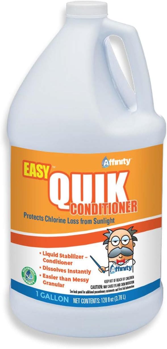 Affinity® Easy Quik Conditioner | Fast-Acting Convenient Liquid Chlorine Stabilizer | Superior to Granular Products | Won’t Change Water Balance | Raises CYA 32 ppm in 10000 gals | 1 Gallon