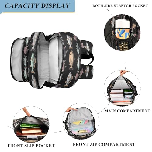 Fisyme Vintage Fish Black School Backpack Laptop Backpacks Bags Bookbag Travel Casual Computer Notebooks Daypacks4