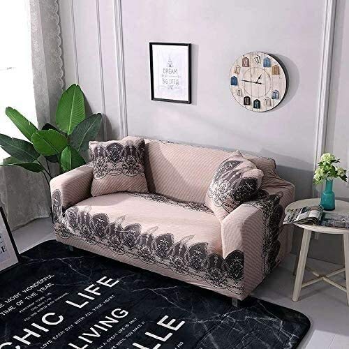 Housse de canapé élastique et protectrice motif imprimé B pour salon 3 places