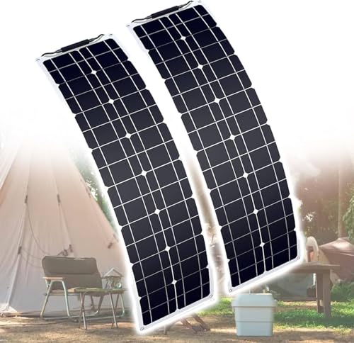Panel solar portátil de 400 W, 2 paneles solares monocristalinos flexibles de 200 W, módulo fotovoltaico impermeable para caravanas, barcos, caravanas, techos, cabinas y superficies no planas