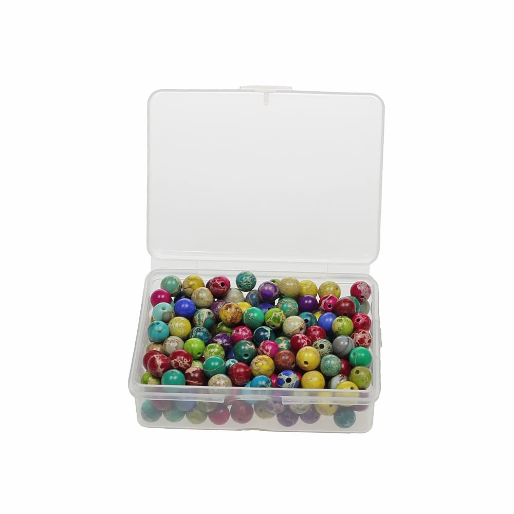 200pcs 6mm Stone Beads Kit Round Loose Gemstone Natural Multicolor Imperial Jasper Beads for Bracelet Necklace Earrings Jewelry Making