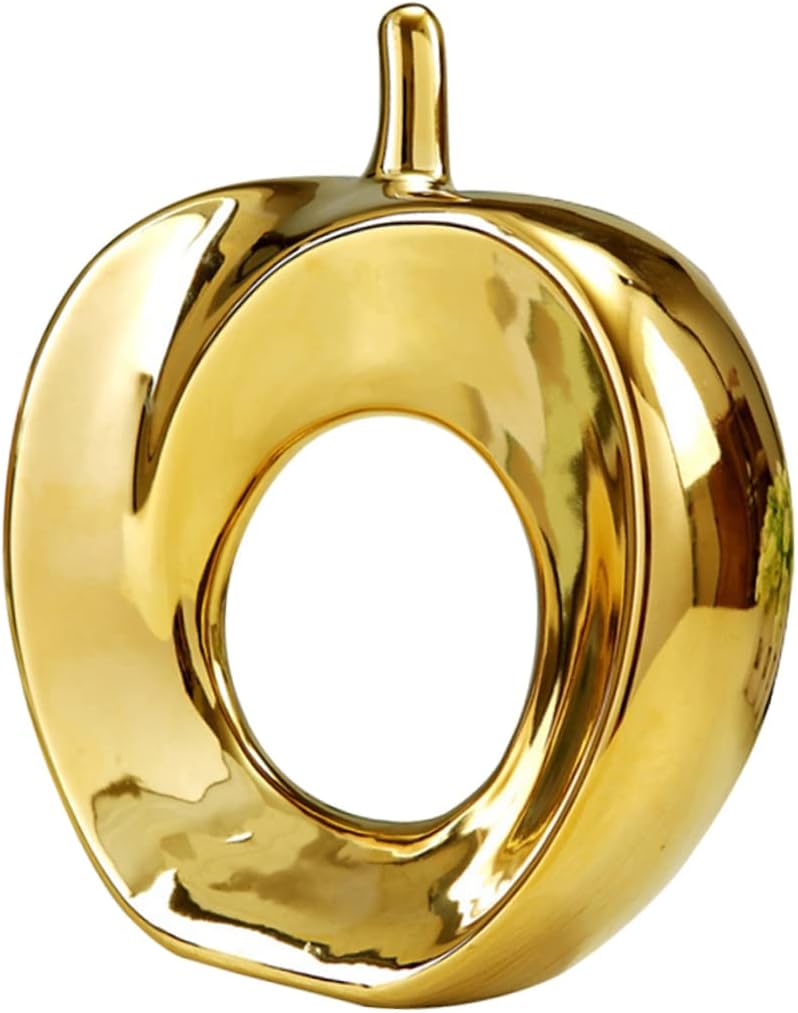 Hollow Fruit Figurines Gold Porcelain Apple Desk Decor for Home Interior Creative Desktop Ornament Unique Art Living Room Warmth and Comfort