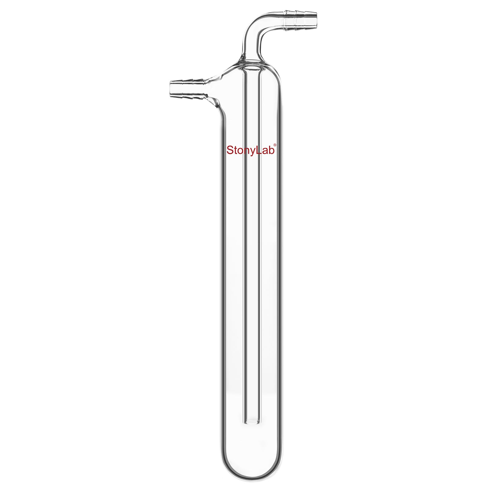 stonylab Einteilige Gerade Glas-Vakuum-Kaltfalle, 225 mm Länge, 10 mm Gezackter Schlauchanschluss, G3.3 Borosilikatglas, zum Kondensieren und Auffangen Flüchtiger Gase in Laborexperimenten
