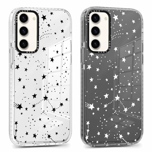 Xylota Pack of 2 Mobile Phone Cases for Samsung Galaxy S23 5G 6.1 Inch Case, Transparent Soft Silicone Case with Pattern Aesthetic Star, TPU Transparent Shockproof Protective Case Women Girls Cover Xylota Pack of 2 Mobile Phone Cases for Samsung Galaxy S23 5G 6.1 Inch Case, Transparent Soft Silicone Case with Pattern Aesthetic Star, TPU Transparent Shockproof Protective Case Women Girls Cover