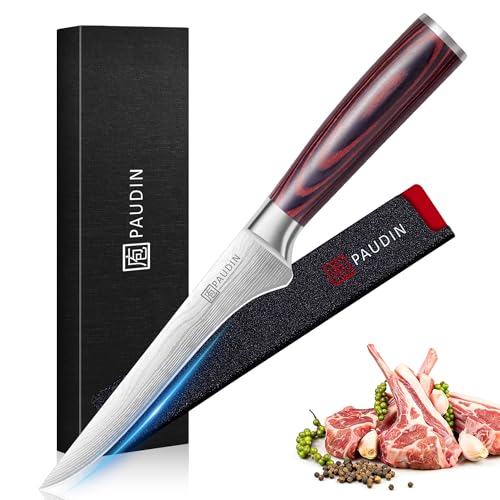 PAUDIN Boning Knife 6 Inch, Super Sharp Fillet Knife, German High Carbon Stainless Steel Deboning...