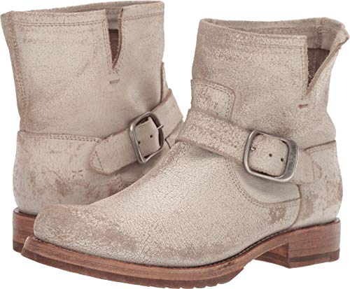 Image of Frye 5 inch Veronica Booties for Women - Full-Grain Brush-Off Leather with Antique Metal Hardware and Rubber Outsole, Genuine Stitch Welt Construction