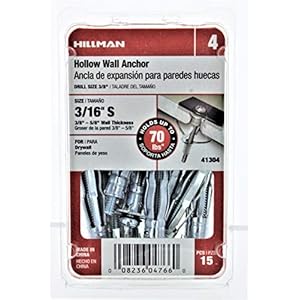 Hillman Hollow Wall Anchor 3/16 S 15/Card