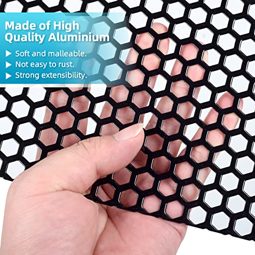 Image of AggAuto Universal 40 inchx13 inch Car Grill Mesh - Aluminum Alloy Automotive Grille Insert Bumper Honeycomb Hole 8mm Spacing 3mm, One of the Most Multifunctional Shape Grids 100x33cm Black