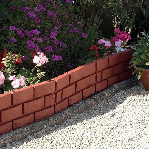 Image of HASTHIP 4Pcs Garden Fence Border, Garden Decor Fencing, Rustic Brick Garden Edging Picket Fence - Connectable Garden Border Fence - Decorative Fence for Garden Lawn, Pathway, Backyard (Brown)