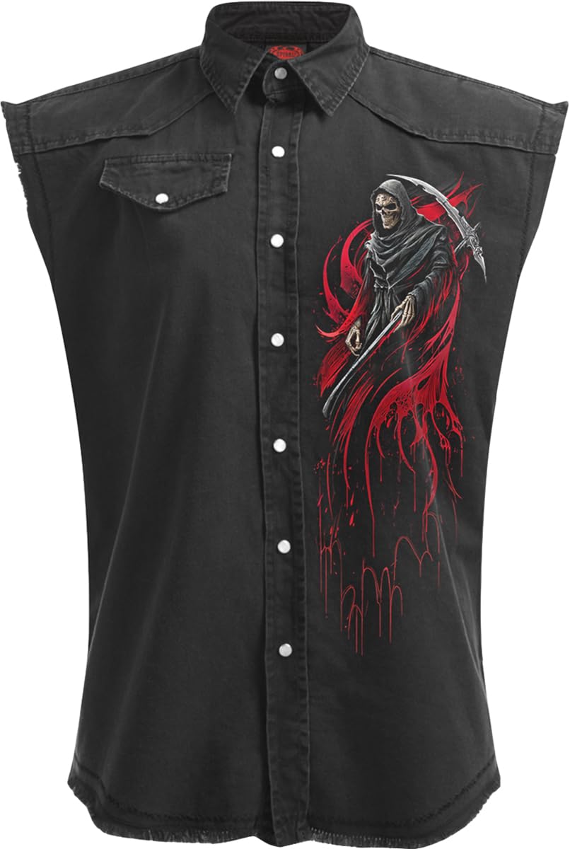 Spiral Direct Black Screaming Death - Sleeveless Stone Washed Worker - L - Screen