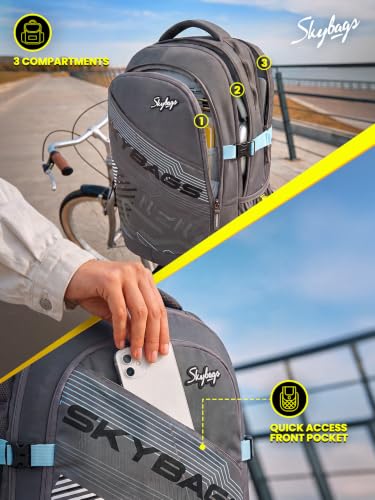 Image of Skybags Quantum College Laptop Backpack for Men & Women | 34L Backpack with Rain Cover & Laptop Compartment | Office, College, School Backpack