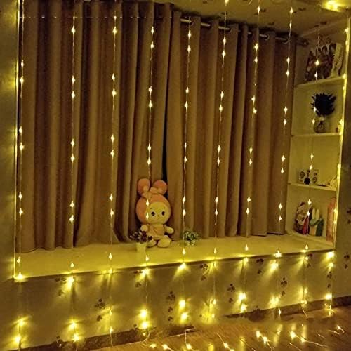 Image of Desidiya 200 LED Waterfall Curtain String Lights 3x2m Warm White | 8 Lighting Modes, Adjustable Brightness, Memory Function, 10 Hanging Strands, Indoor & Outdoor Use
