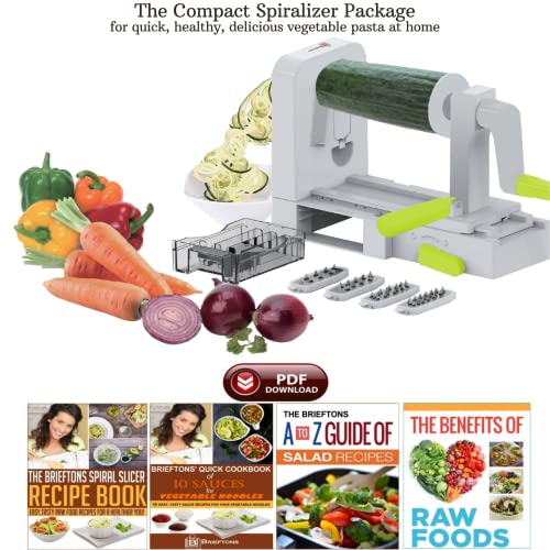 Brieftons-QuickFold-5-Blade-Spiralizer-Versatile-Compact-Foldable-Vegetable-Spiral-Slicer-Best-Veggie-Pasta-Spaghetti-Maker-for-Low-CarbPaleoGluten-Free-with-Brush-4-Recipe-Ebooks