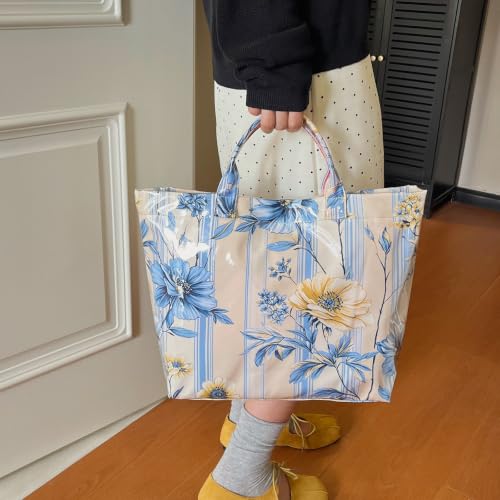 Image of PVC Tote Bag for Women Waterproof Plastic Jelly Tote Letter Print Hobo Handbag for Travel, Gift