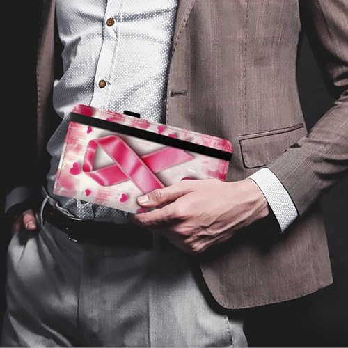 Image of FUYOCWE Checkbook Covers for Personal Checkbook,RFID Blocking Leather Check Book Covers Wallet with Pen Holder & Card Slot for Women -Pink Ribbon Breast Cancer Awareness