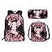 Biyejit Cartoon Axolotl Backpack with Pencil Pouch and Shoulder Bag, Pink Cherry Blossom 3 Piece Girls Backpack Combo Set with Lunch Bag