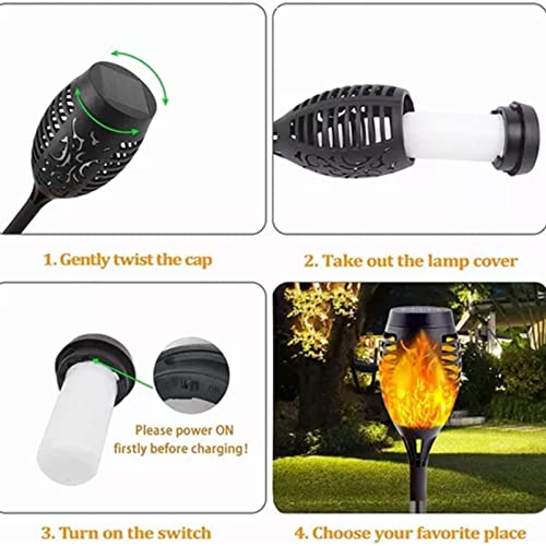 Solar Flame Lights, Waterproof LED Torch Lamp with Flickering Flame, Solar Powered Outdoor Decoration for Garden Patio Yard 4PCS - Image 3