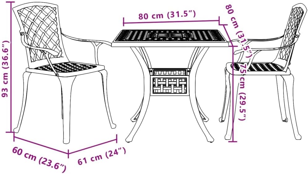 vidaXL Aluminum Small Bistro Set in White