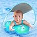 LAYCOL Salvagente neonato galleggiante gonfiabile piscina più nuovo con baldacchino di protezione solare, nuoto galleggiante bambino per l'età di 3-36 mesi (Verde, L)