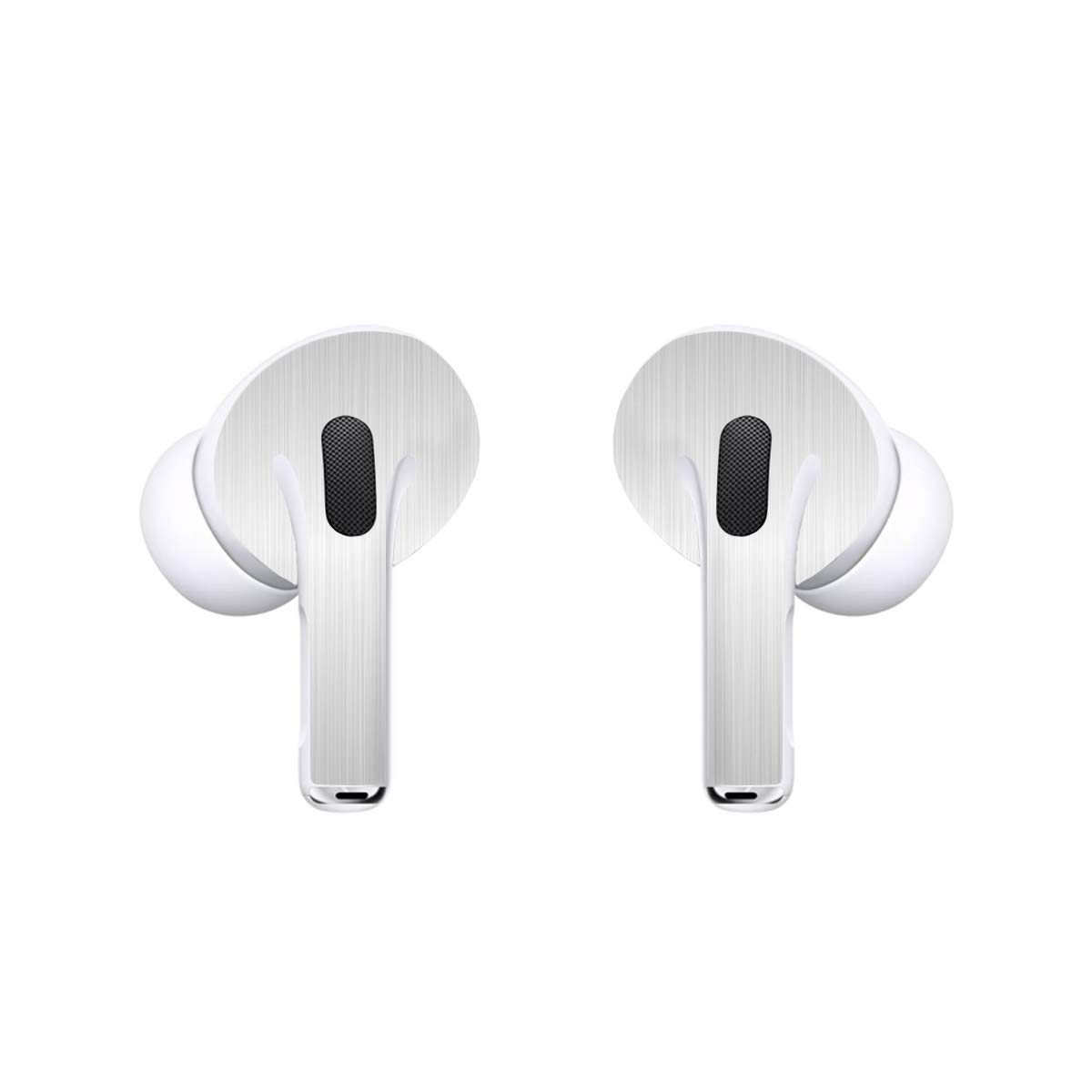 SopiGuard Sticker Skin for 2022 Apple AirPods Pro 1st and 2nd Gen Earbuds Vinyl Wrap (3M Brushed Silver)