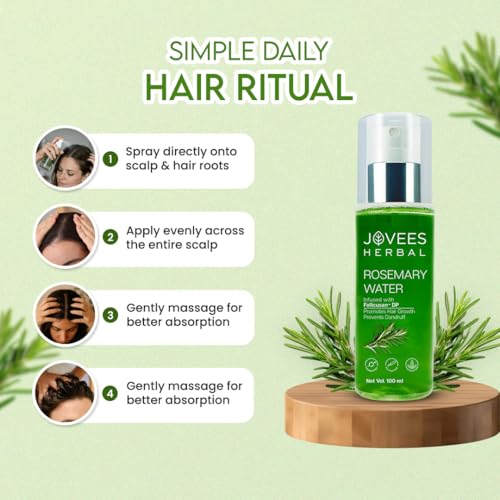 Image of Jovees Herbal Rosemary Water Hair Growth Spray with Follicusan DP 100ml | Mist Spray for Hair Fall, Strengthens Follicles & Boosts Hair Growth | Adds Shine | Non-Greasy, Lightweight |For All Hair Type