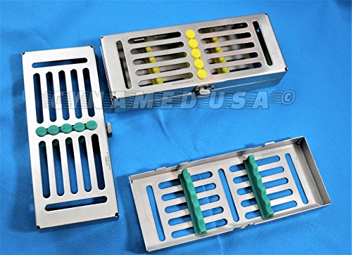 1 German Dental Autoclave Sterilization Cassette Rack Box Tray for 5 Instrument with Rack