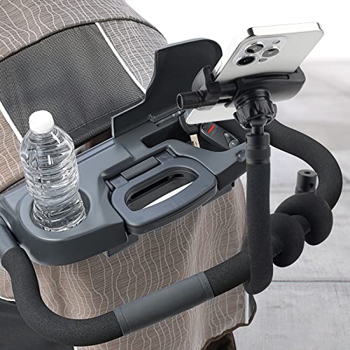 Uogw Stroller Phone Holder for Parent and Baby,Universal 20inch Length Flexible Gooseneck Phone Stand for Stroller,Treadmill,Spin Bike,Shopping Cart,Car,Kitchen,Compatible with iPhone, Android(Black)