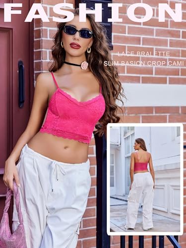 Image of Avidlove Lace Bralette for Women Spaghetti Strap Tank Top V Neck Slim Basic Camisoles