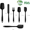 Vicloon Silicone kitchen assistant, 6pcs silicone spatula, soup spoon, oven brush, spatula, heat resistant and non-stick, stainless steel and seamless one-piece design (black)
