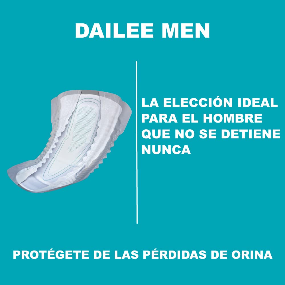 Dailee Men Nivel 2 - 90x Compresa Protectora y Absorbente para Hombre - 3 Gotas - Máxima Discreción contra Incontinencia Urinaria - Paquete Mensual
