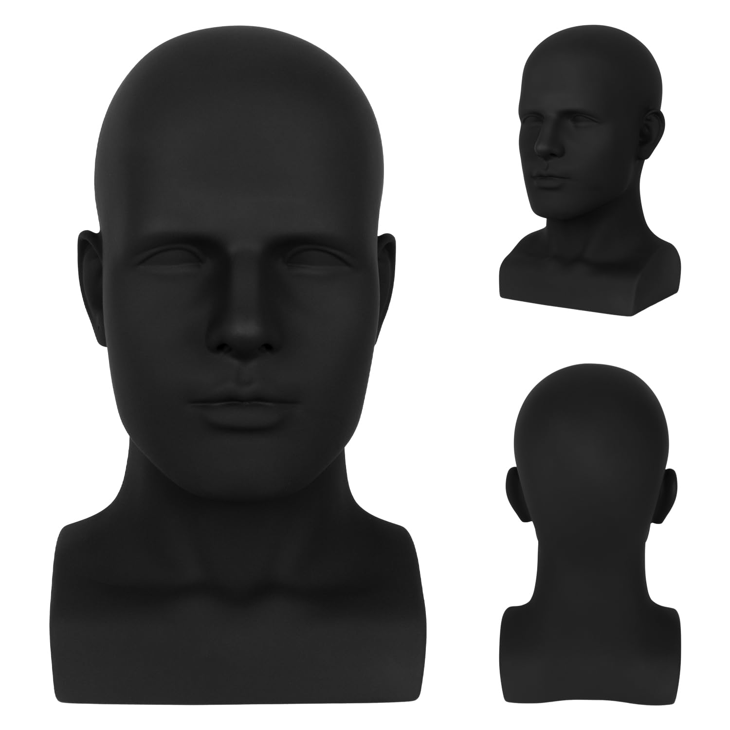 Male Mannequin Head with Stand – Realistic Wig Display Model for Hats, Scarves, Glasses & Hair Styling – Durable Male Head Display for Salon, Store or