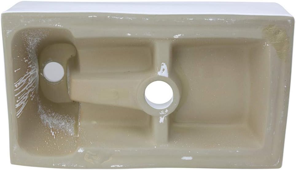 Renovators Supply Manufacturing CASKE Countertop Vessel Sink 18 1/2" In. White Ceramic Rectangular Bathroom Sink With Overflow And Single Faucet Hole