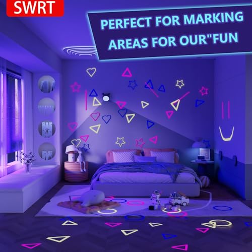 Image of SWRT Neon Gaffer Cloth UV Blacklight Tape for Father's Day Decorations, 6 Rolls Multi-Color UV Fluorescent Glow in The Dark Tape for Party Decoration, Dance Floors, UV Party (1 inch x 33 feet)