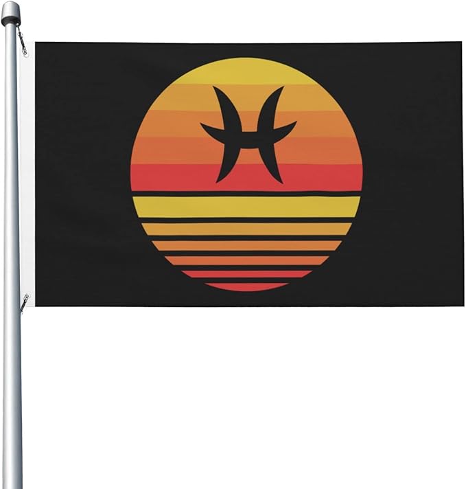 Zodiac Sign Pisces Symbol Flag 3x5 Ft Double-Sided Durable Outdoor Banner Home Party Welcome Flag Patio Decor Flag