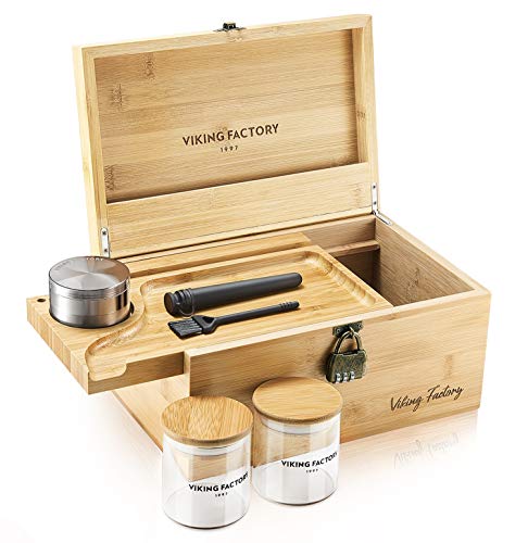 Rolling Tray Stash Box - Extra Large Bamboo Box,Ample Storage Space to Organize Accessories - Comes with A Movable Tray, Grinder, Deodorizer Jar, Combination Lock . (Retro) Rolling Tray Stash Box - Extra Large Bamboo Box,Ample Storage Space to Organize Accessories - Comes with A Movable Tray, Grinder, Deodorizer Jar, Combination Lock . (Retro)