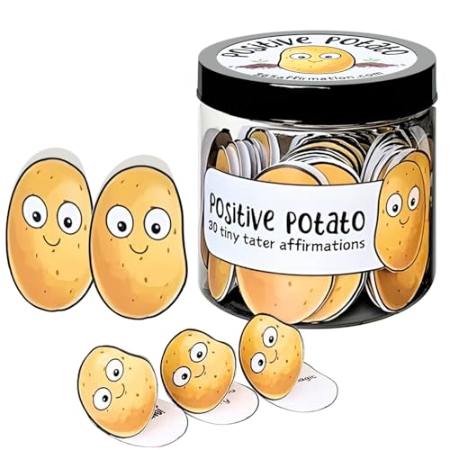 TKWINKT 30 Pack Positive Pickles Affirmations, Emotional Support Pickle, Positive Potato, Affirmation Card Jar, 30 Unique Positive Messages, Daily Affirmation Cards (Potato)