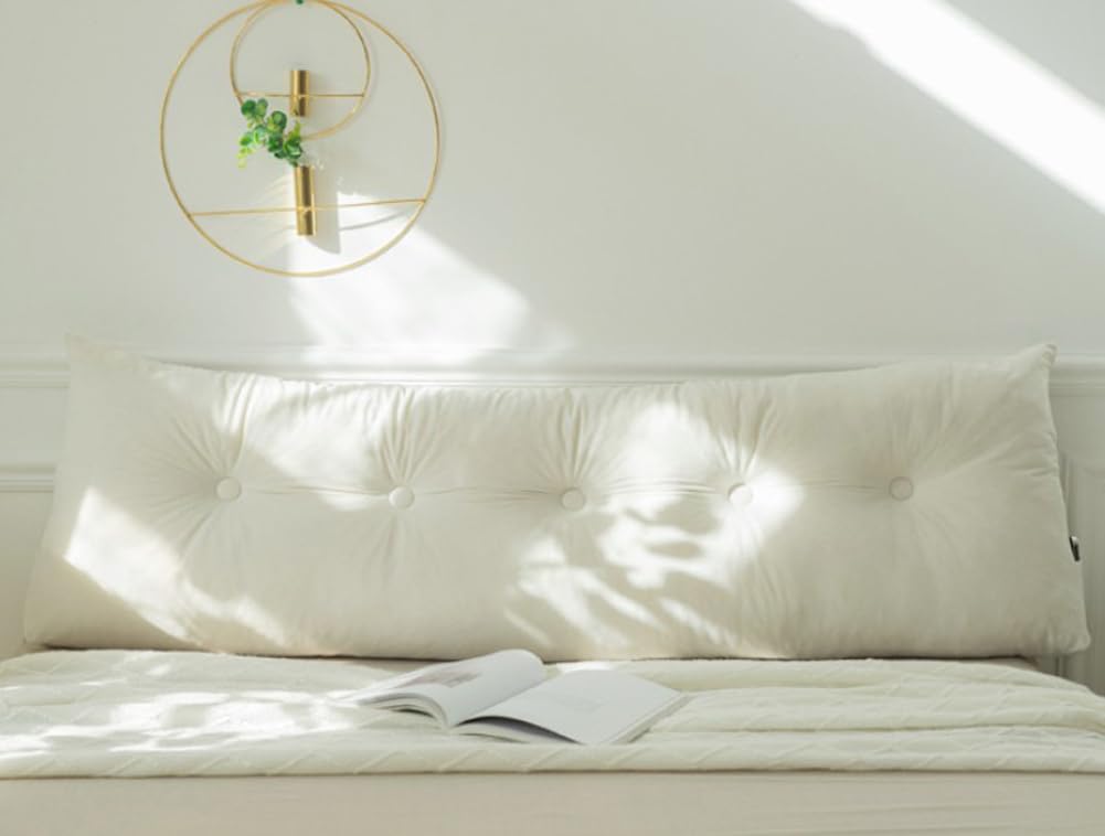 XANAYXWJ Lussuoso Cuscino Triangolare per testiera per Letti matrimoniali/King Size Cuscino per Schienale di Supporto per Il Relax e la Lettura 200x40x12 cm (180x40x12 cm Bianco)