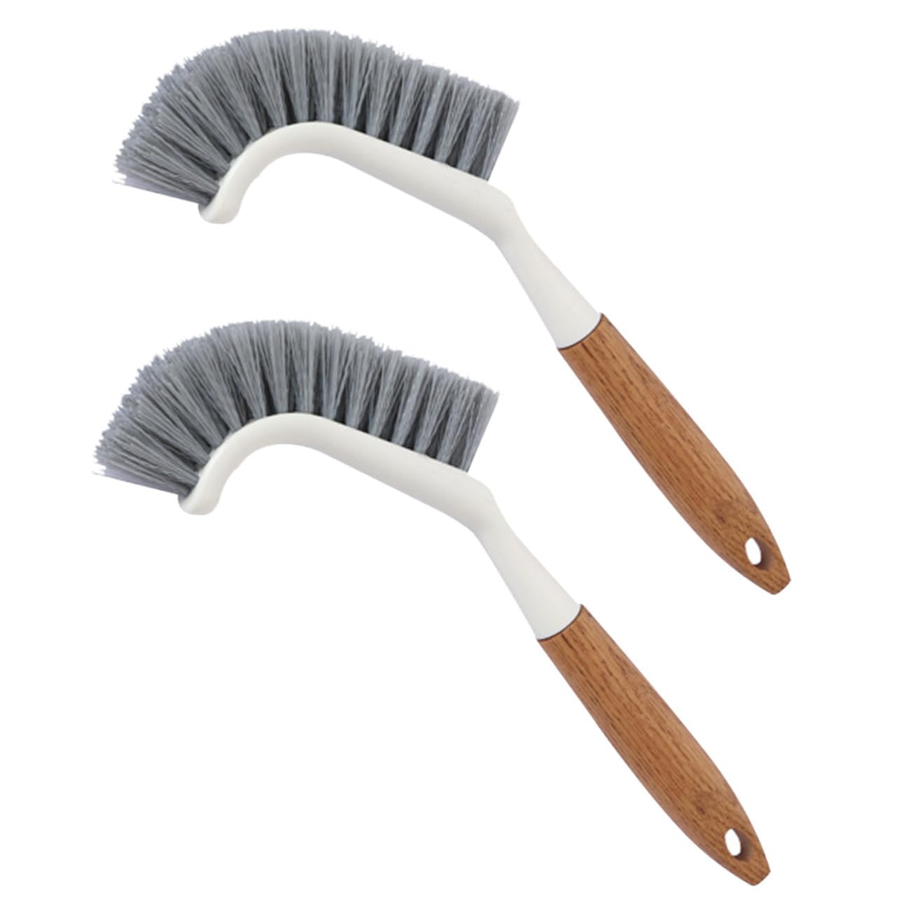 Luxshiny 2Pcs Wooden Handle Brush Floor and Window Groove Scrub Brush for Stubborn Removal for Bathroom and Household Tasks