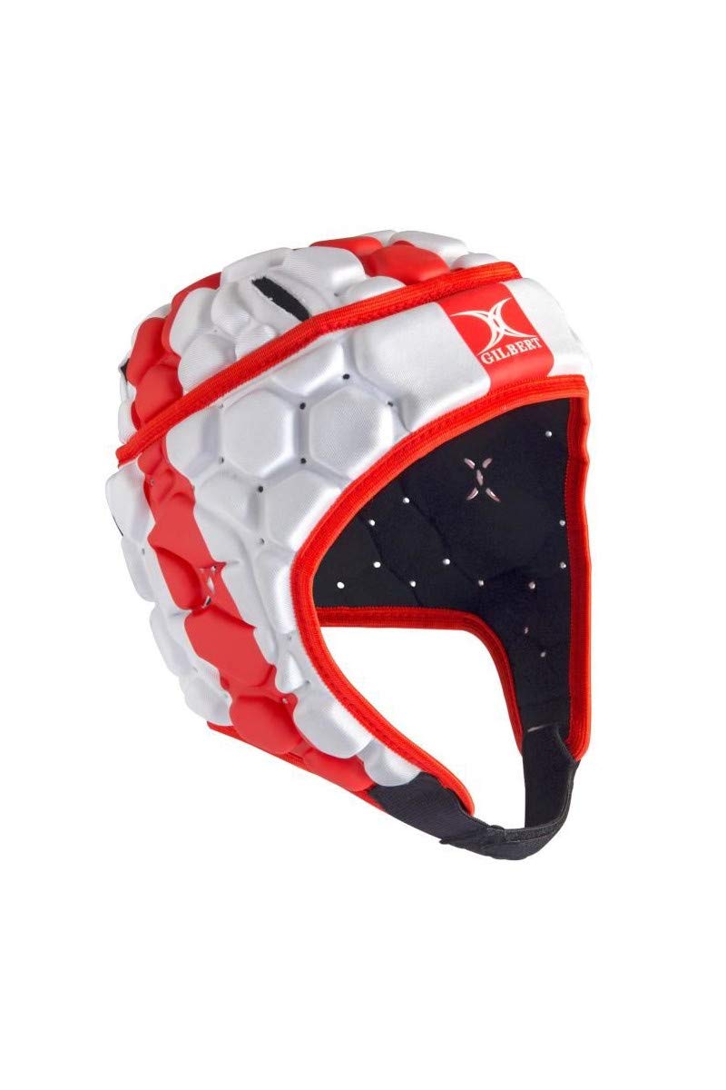 GilbertFalcon 200 England Head Guard - Red/White - Size XL for Adult Rugby Players