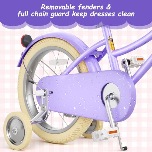 Image of 67i Girls Bike with Training Wheels 12 /14 /16 /20 Inch, Toddler Girl Bicycle for Ages 3-12, Bicicleta para Ninas with Basket, Bell, Adjustable Seat & Handlebar, Padded Seat, Chain Guard