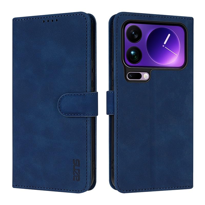 Coque Xiaomi 17 Pro étui portefeuille cuir bleu housse de protection magnétique
