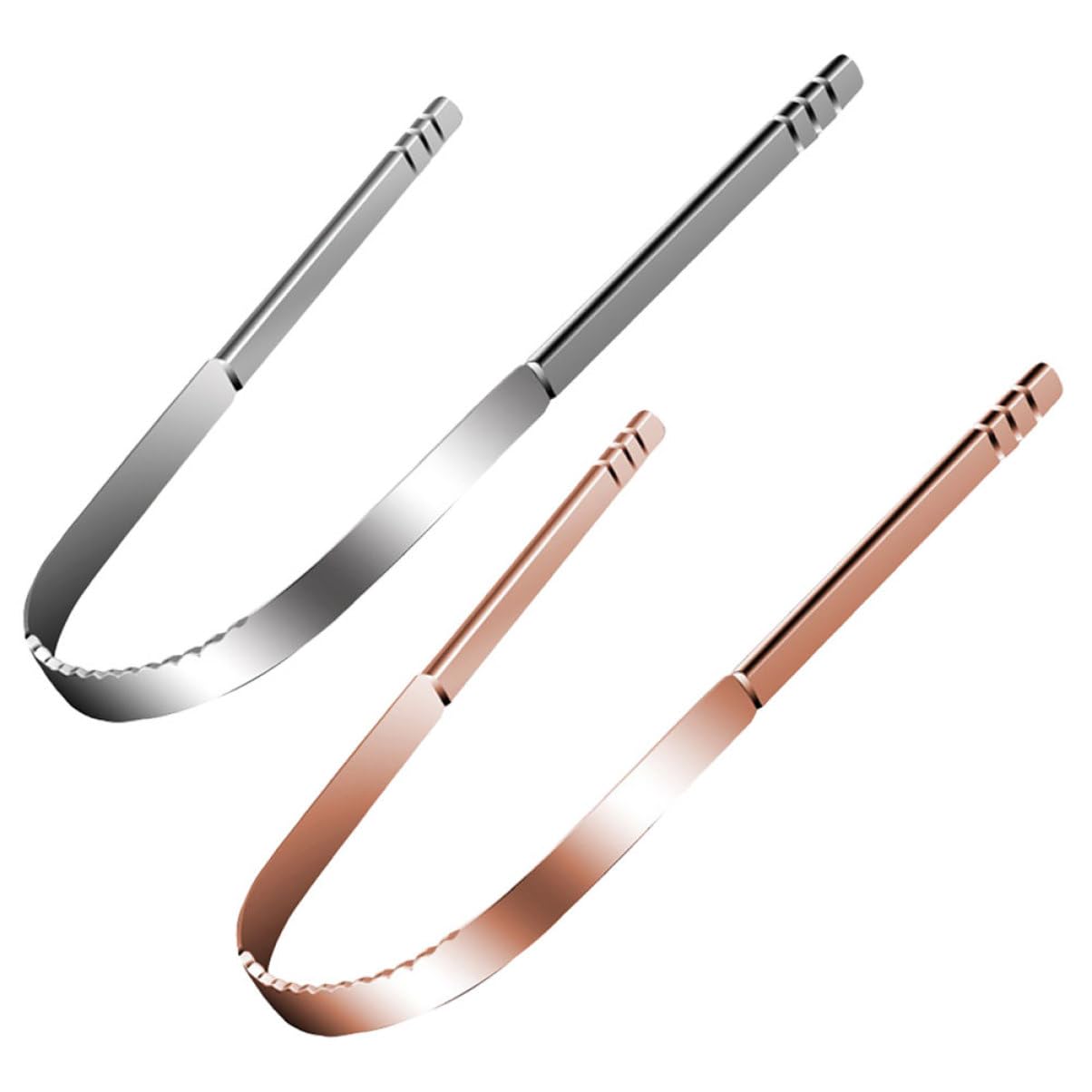 Ipetboom Tongue Scraper Brush Set 2pcs Metal U-shaped Tongue Scrapers for Adults Oral Tools