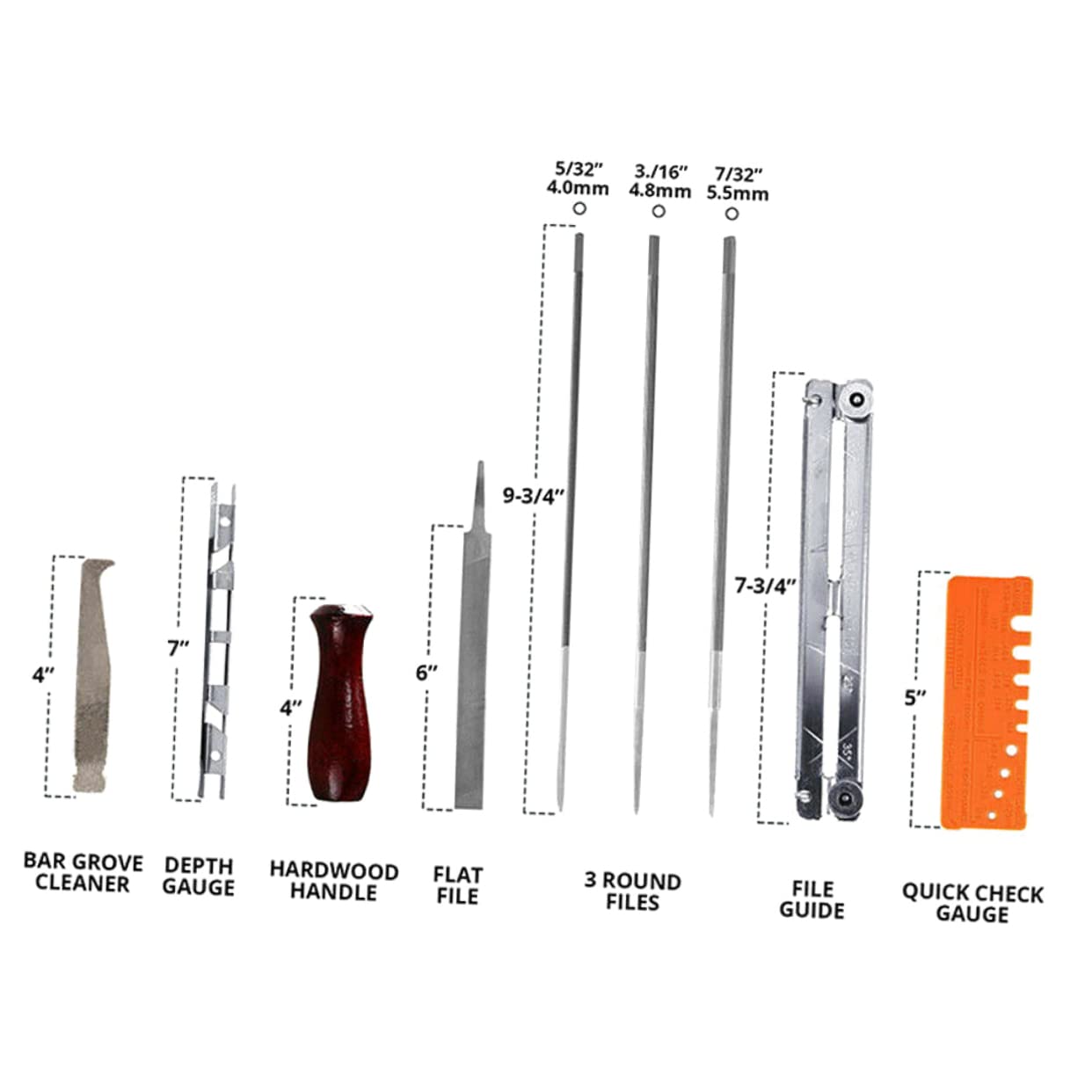 YARNOW Kit per Affilare Catene Motosega 10 Pezzi in Metallo, Portatile e Resistente All’usura, per Manutenzione Professionale