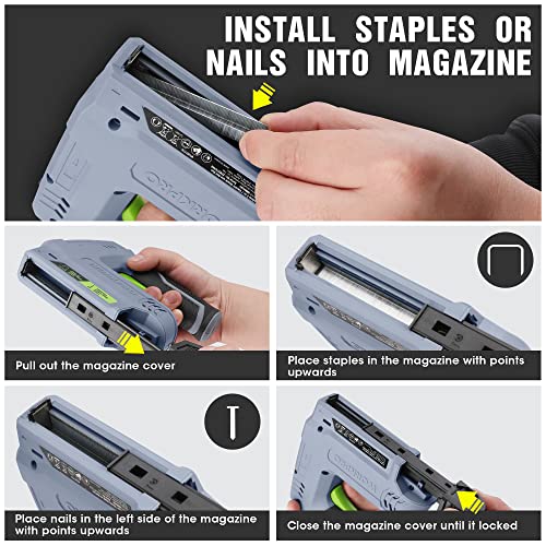 Workpro 3.6V Power Electric Cordless 2-In-1 Staple And Nail Gun, 2.0Ah Battery Powered Stapler For Upholstery, Carpentry, Crafts, Diy, Including Usb Charger Cable, 2000Pcs Of Staples And Nails, Grey #TOP5