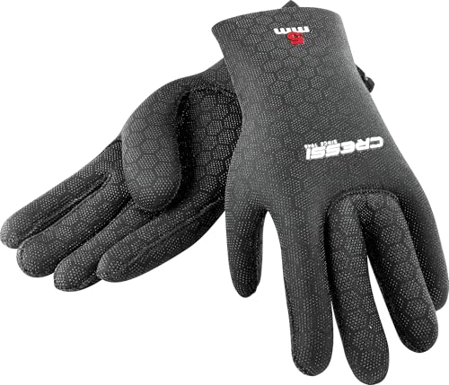 Cressi High-Stretch Diving Gloves, Black, 5 mm, L